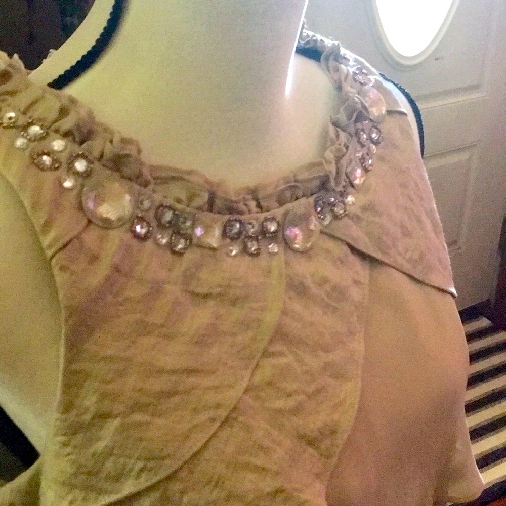 Lovely beige / gold layer formal dress sz 14 - Picture 4 of 6